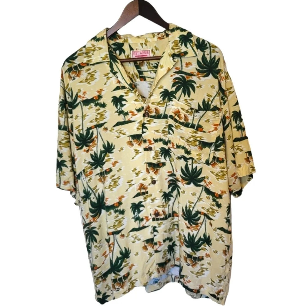 Vintage Get Arnie Shirt Mens XL Hawaiian Camp Button‎ Down Vacation Resort Wear - Picture 2 of 10